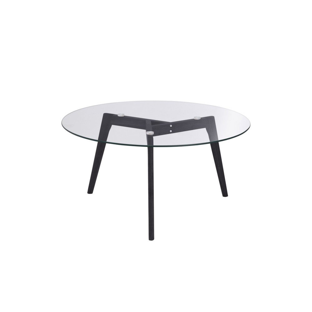 Măsuță de cafea neagră rotundă din lemn de stejar ø 90 cm Malevik – Jotex