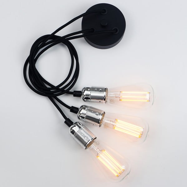 Lustră cu 3 cabluri Sotto Luce Uno, negru - argintiu-image-4