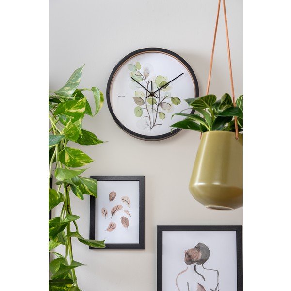 Ceas de perete cu ramă neagră Karlsson Eucalyptus, ø 26 cm, verde-alb-image-1