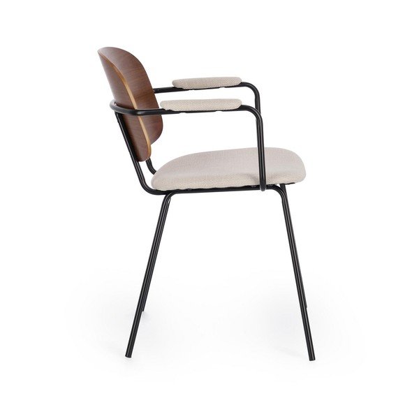 Scaun de dining maro/bej cu cotiere tapițat Sienna – Bizzotto-image-3