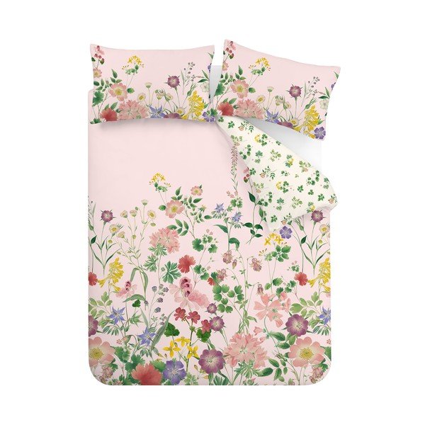 Lenjerie de pat roz din bumbac pentru pat de o persoană 135x200 cm Cottage Meadow – RHS-image-2