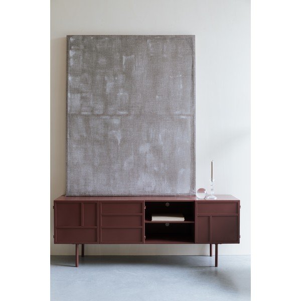 Comodă TV roșie din metal 160x58x36 cm Davis – White Label-image-1
