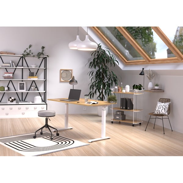 Birou cu blat cu aspect de lemn de stejar cu înălțime ajustabilă 80x140 cm Downey – Germania-image-1