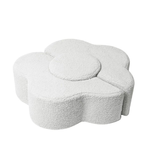 Teren de joacă din spumă alb 3 buc. din material bouclé înălțime 27 cm 88x90 cm – Meowbaby-image-2