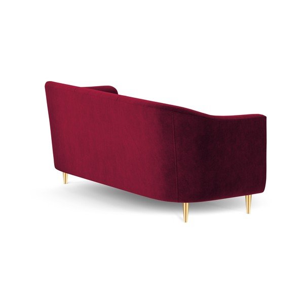 Canapea cu tapițerie din catifea Kooko Home Corde, 175 cm, roșu-image-3