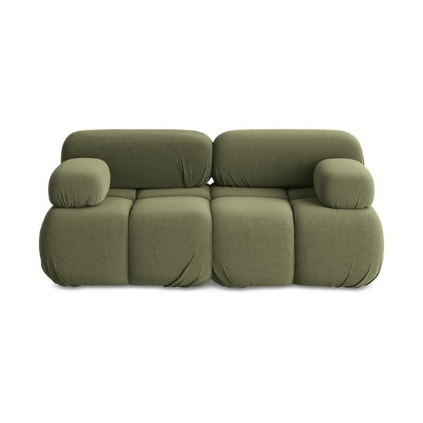 Canapea modulară verde-deschis cu tapițerie din catifea 190 cm Lokua – Makamii