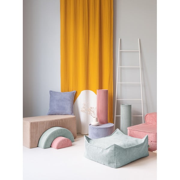 Fotoliu puf pentru copii verde mentă cu tapițerie din catifea reiată Square – Wigiwama-image-3