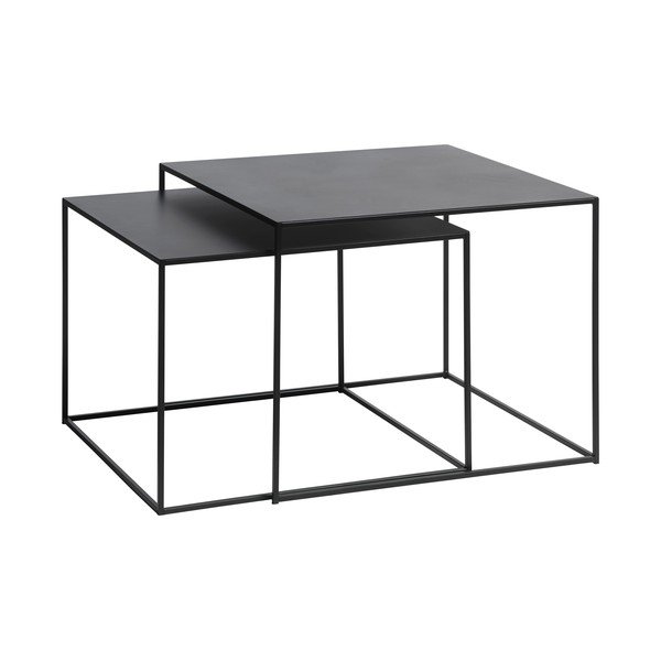 Măsuțe de cafea negre 2 buc. din metal 65x65 cm Pebble – Unique Furniture
