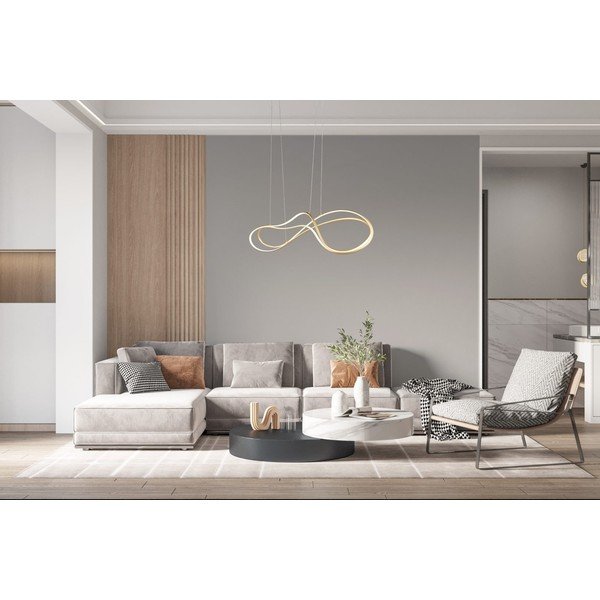 Lustră aurie LED cu abajur din metal Nala – Trio Select-image-2