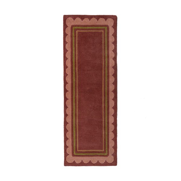 Covor tip traversă burgundy țesut manual din lână 80x230 cm Lois – Flair Rugs