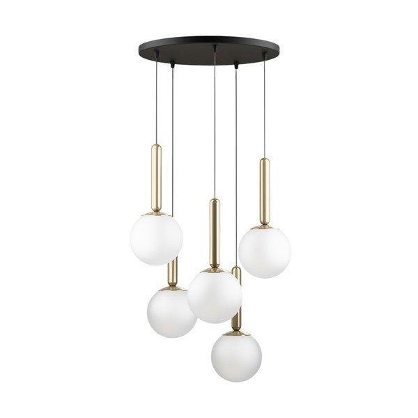 Lustră aurie cu abajur din sticlă ø 34 cm One – Squid Lighting