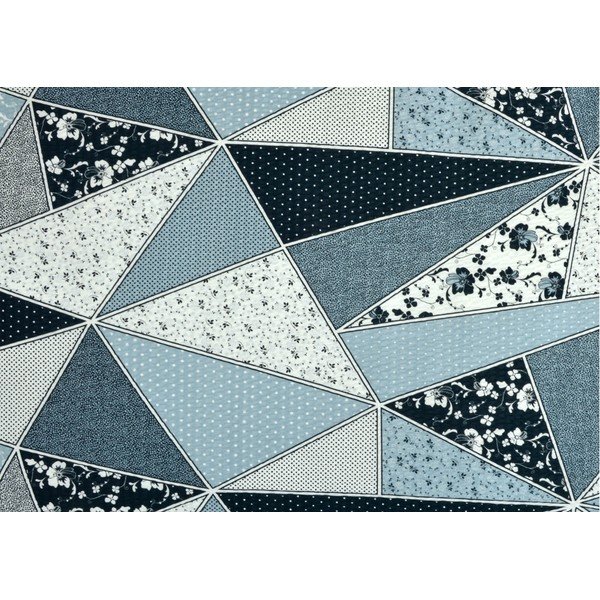 Lenjerie de pat albă/albastră din crep  pentru pat dublu/extinsă 200x220 cm Triangle -image-1