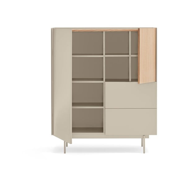 Comodă bej-natural înaltă cu aspect de lemn de stejar 100x120 cm Otto – Teulat-image-3