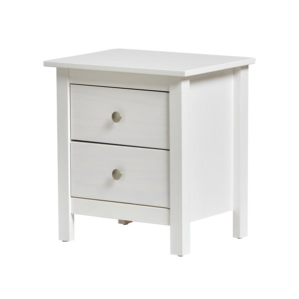 Noptieră cu 2 sertare din lemn masiv de pin Marckeric Berna, alb-image-2