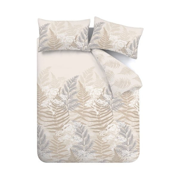 Lenjerie de pat bej-crem pentru pat dublu 200x200 cm Floral Foliage – Catherine Lansfield
