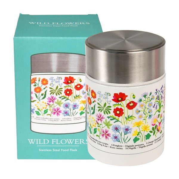 Termos crem-argintiu pentru mâncare, pentru copii 450 ml Wild Flowers – Rex London-image-2