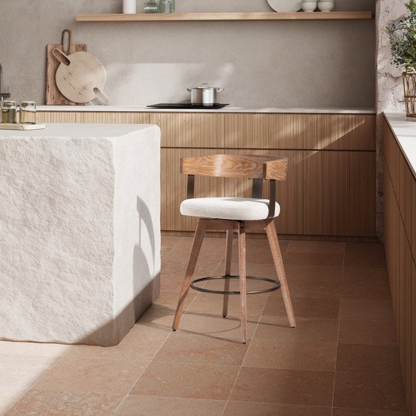 Scaune de bar crem/în culoare naturală cu cotiere 2 buc. tapițate Ilia – MOME-image-2