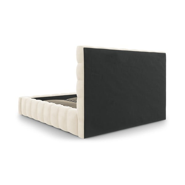 Pat matrimonial bej tapițat cu spațiu de depozitare și somieră 180x200 cm Bali – Cosmopolitan Design-image-4