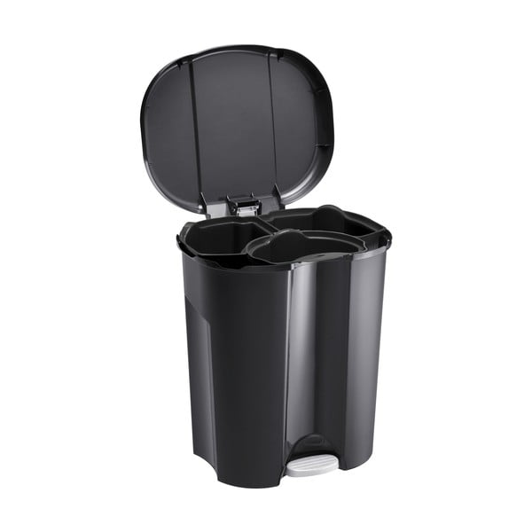 Coș de gunoi negru cu pedală din plastic reciclat 25 L Trio - Rotho