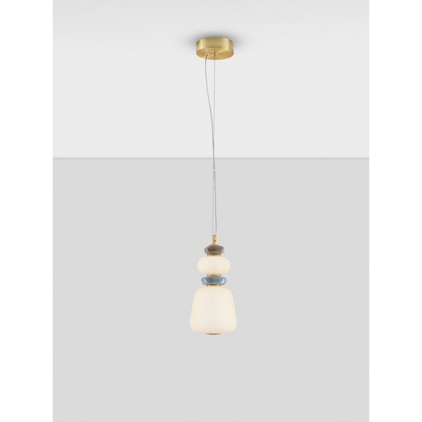 Lustră albă/aurie LED cu intensitate reglabilă din metal cu abajur din porțelan/cu abajur din sticlă ø 17 cm Palo – Nova Luce-image-4