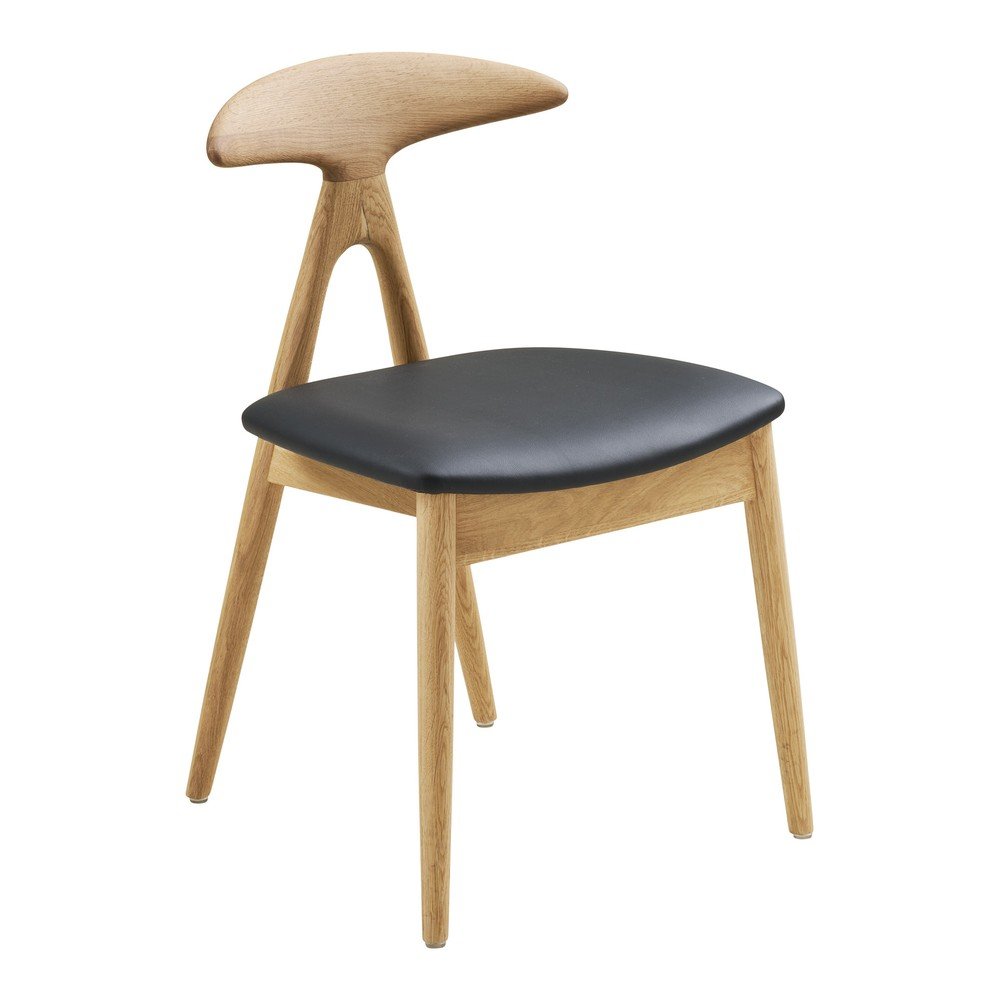 Scaun de dining negru/în culoare naturală din lemn de stejar Lanuza – House Nordic