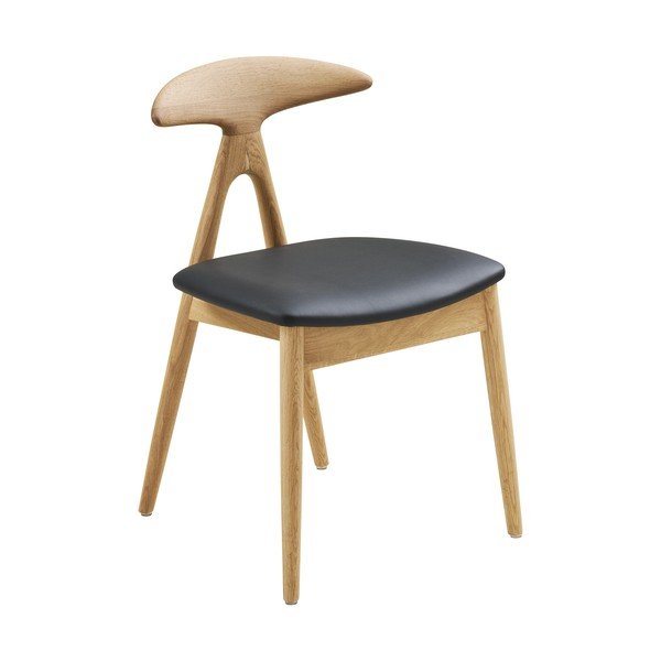 Scaun de dining negru/în culoare naturală din lemn de stejar Lanuza – House Nordic