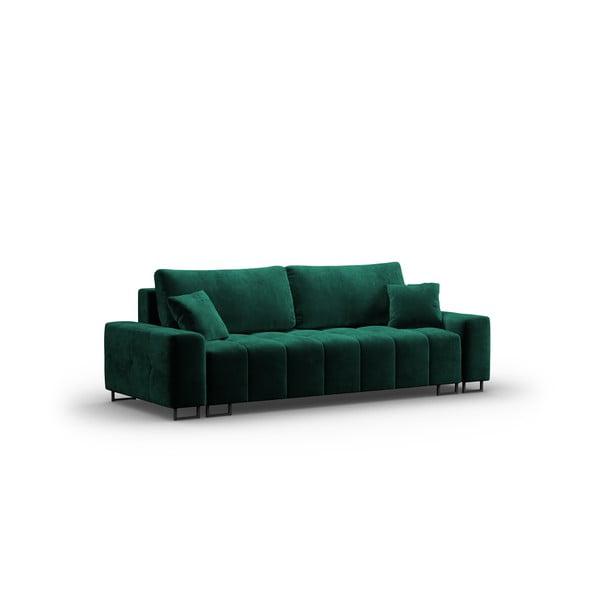 Canapea verde extensibilă, cu spațiu de depozitare cu tapițerie din catifea 250 cm Wicklow – Cosmopolitan Design-image-2