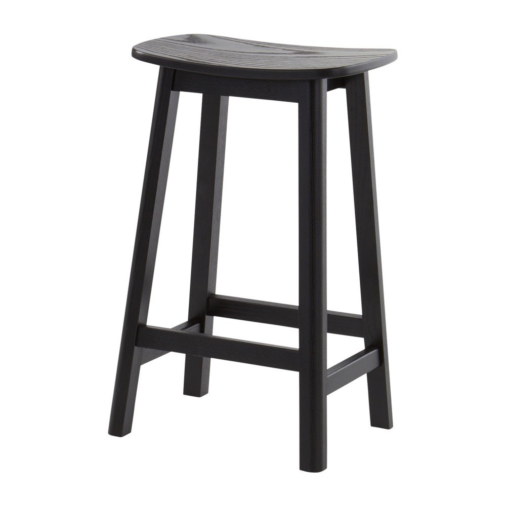 Scaun de bar negru din lemn de frasin (înălțime șezut 65 cm) Selene – Jotex