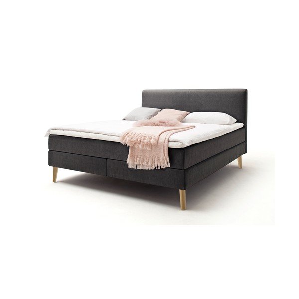 Pat boxspring gri antracit 160x200 cm Greta – Meise Möbel-image-2