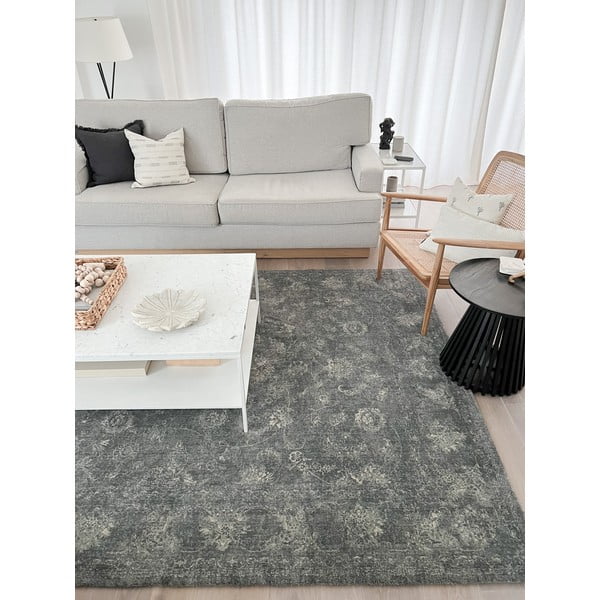 Covor gri din lână 230x340 cm Calisia Vintage Flora – Agnella-image-1