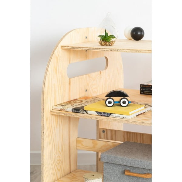 Bibliotecă de copii în culoare naturală cu aspect de lemn de pin 76x80 cm MUNDO – Adeko-image-2