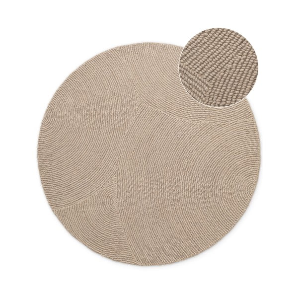 Covor bej țesut manual rotund din lână ø 120 cm Eleni Light Beige – Hanse Home