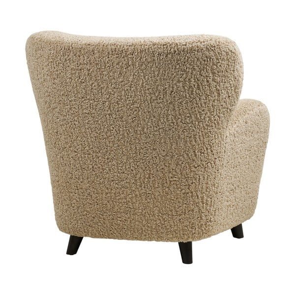 Fotoliu maro deschis cu tapițerie din țesătură bouclé Lunaro – House Nordic-image-4