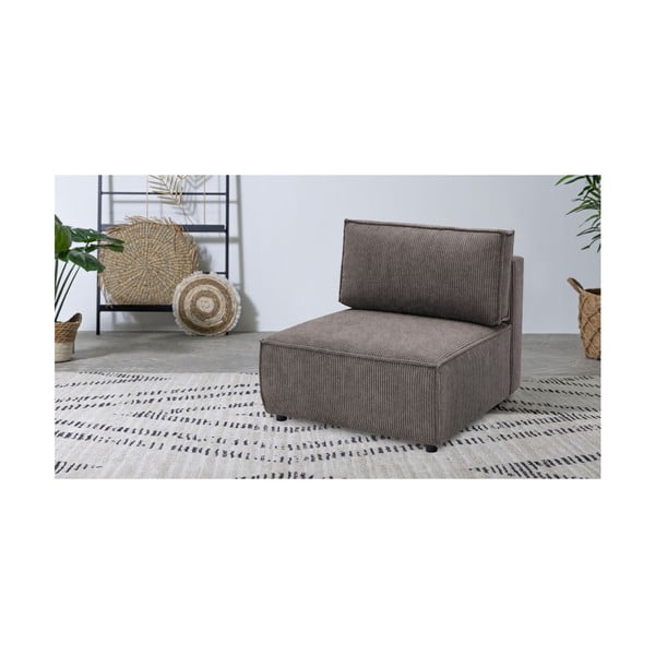 Modul pentru canapea maro deschis cu tapițerie din catifea reiată  (de mijloc) Nihad modular – Bobochic Paris-image-1