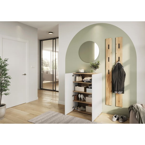 Dulap alb cu aspect de lemn de stejar 74x105x33 cm Alviano – Germania-image-1