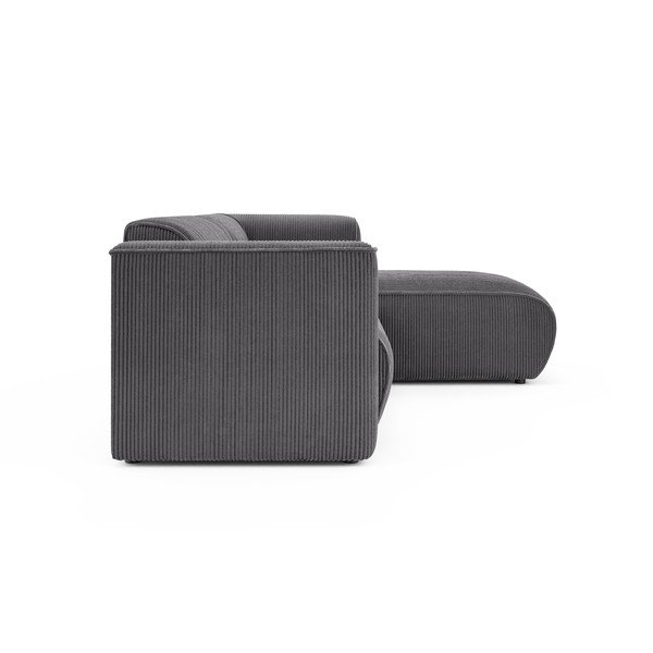 Colțar gri închis cu tapițerie din catifea reiată  (cu colț pe partea dreaptă/cu șezlong) Merid  – Ropez-image-3