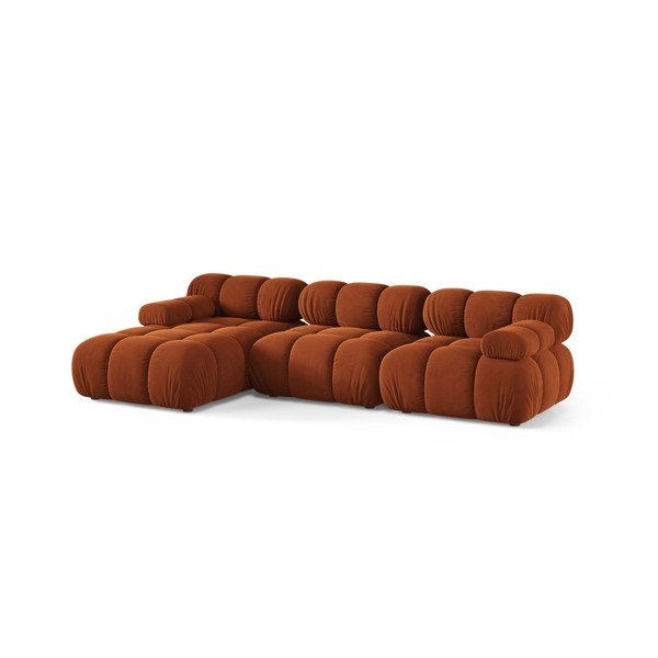 Colțar modular teracotă cu tapițerie din catifea (cu colț pe partea stângă/cu șezlong) – Micadoni -image-2