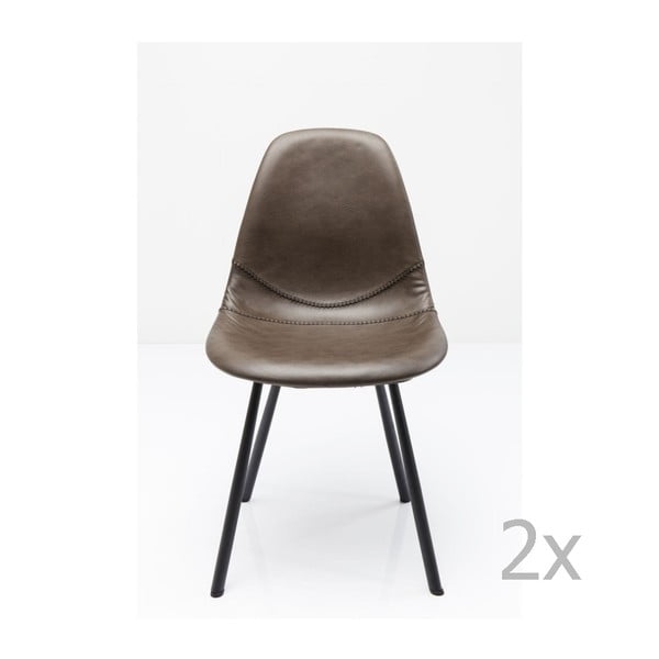 Set 2 scaune cu o construcție din oțel Kare Design Lounge, gri