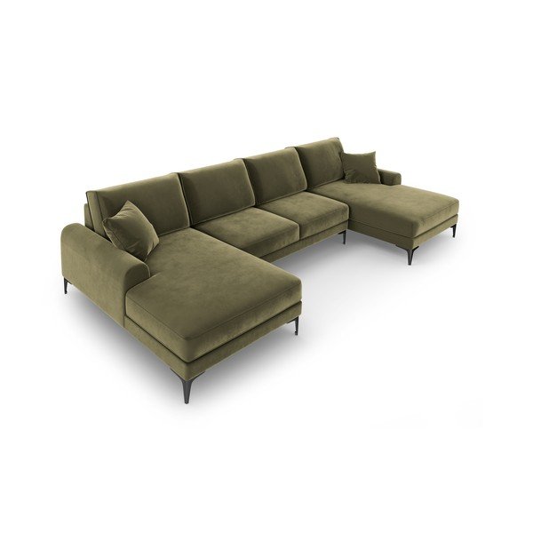 Canapea în formă de U din catifea Mazzini Sofas Madara, verde-image-4