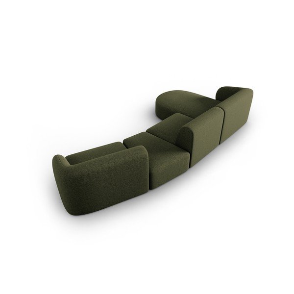 Colțar verde cu tapițerie din chenille (cu colț pe partea stângă, cu șezlong) Paolo – Milo Casa-image-3