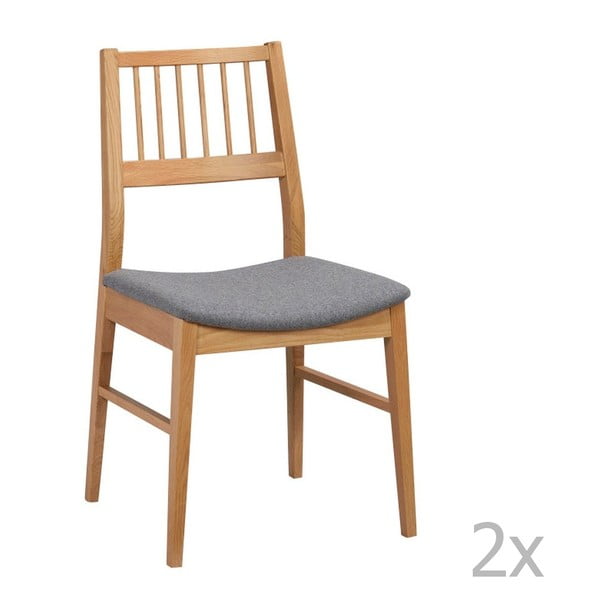 Set 2 scaune din lemn de stejar  Folke Dan, culoare naturală