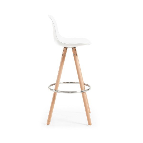 Set 2 scaune cu picioare de lemn bar La Forma Stag, alb-image-2