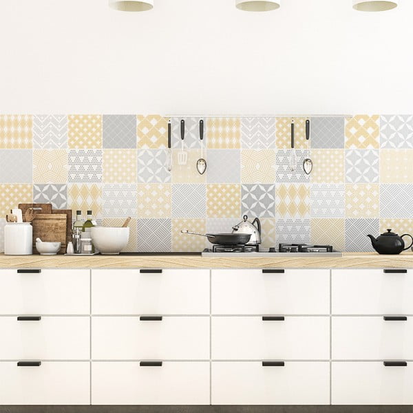 Set 24 autocolante de perete Ambiance Scandinavian Cement Tile Stickers Jersey, 10 x 10 cm