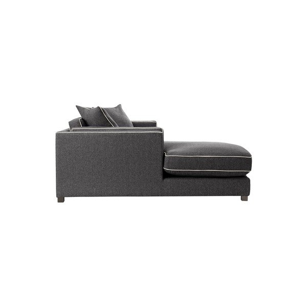 Colțar cu șezlong pe partea stângă Rodier Organdi, antracit cu tiv crem-image-2