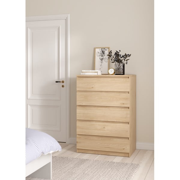 Comodă în culoare naturală cu aspect de lemn de stejar 77x111x50 cm Naia – Tvilum-image-1