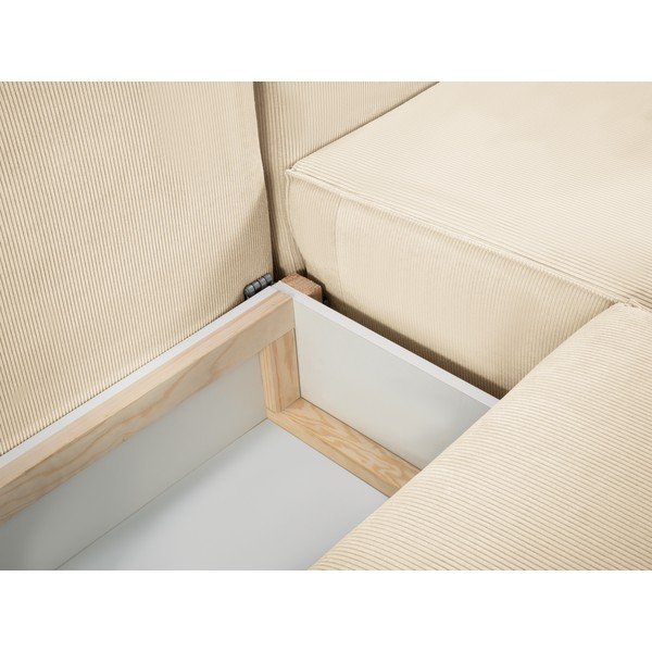 Canapea extensibilă din catifea în formă de U Mazzini Sofas Azalea, bej-image-1