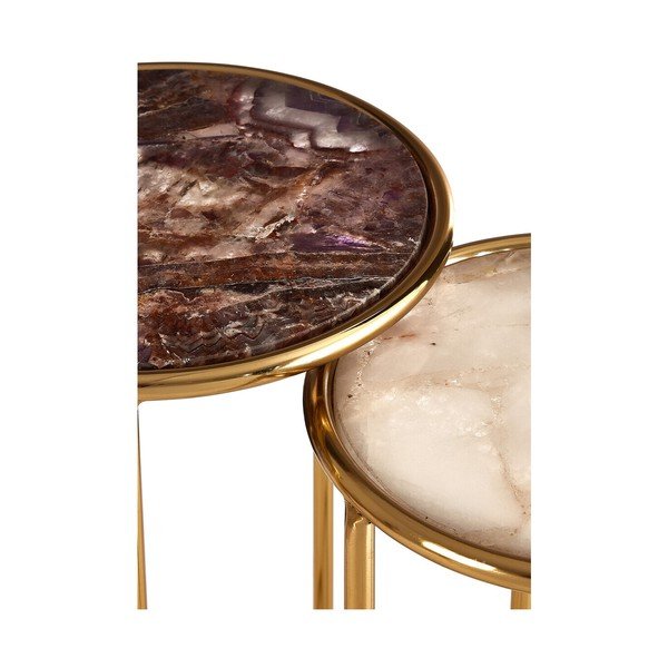 Măsuțe auxiliare 2 buc. rotunde cu blat din piatră ø 31 cm Vita – Premier Housewares-image-4