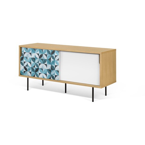 Masă TV mică din lemn de stejar cu picioare din metal TemaHome Dann Morocco-image-2