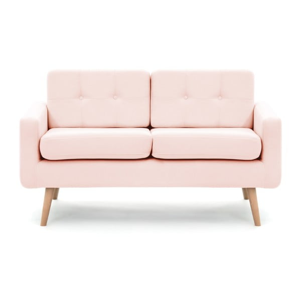 Canapea cu 2 locuri Vivonita Ina, roz pastel