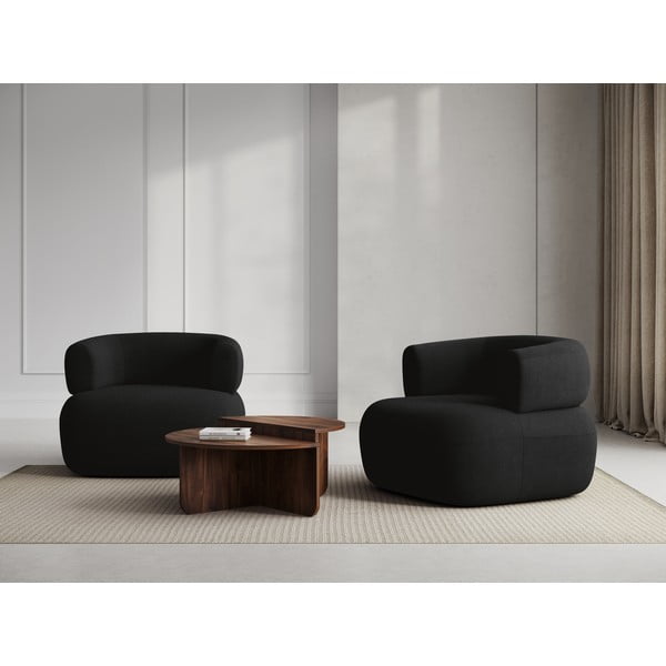 Fotoliu negru cu tapițerie din stofă bouclé Jenny – Micadoni Home-image-1